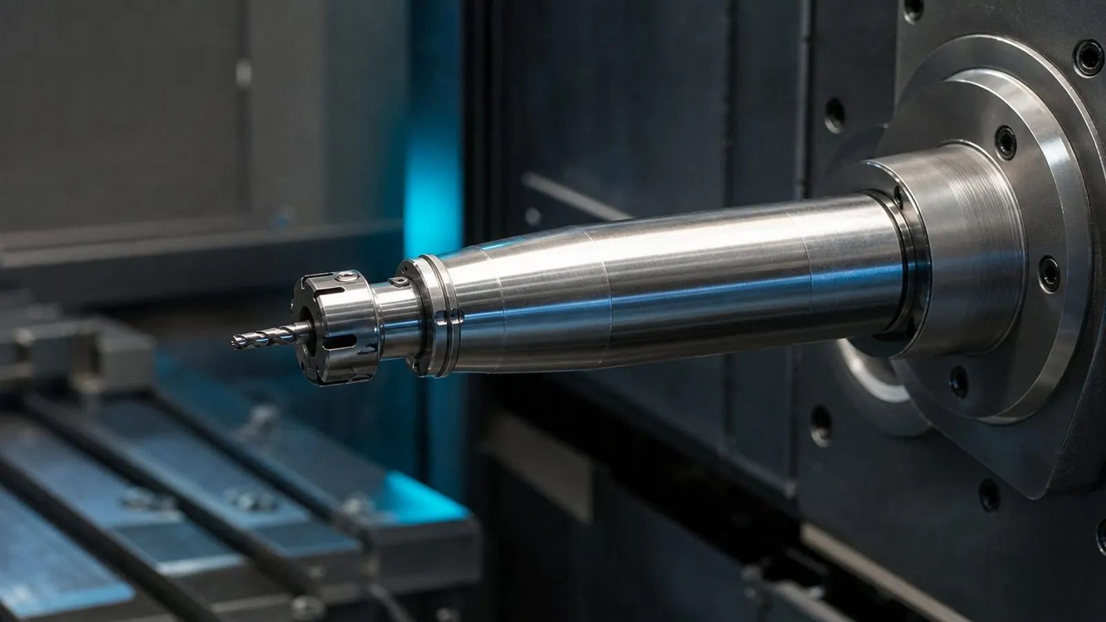 Spannzange und Spannmutter einer Hochfrequenzspindel im Detail: Prüfung an einer Jäger Spindel